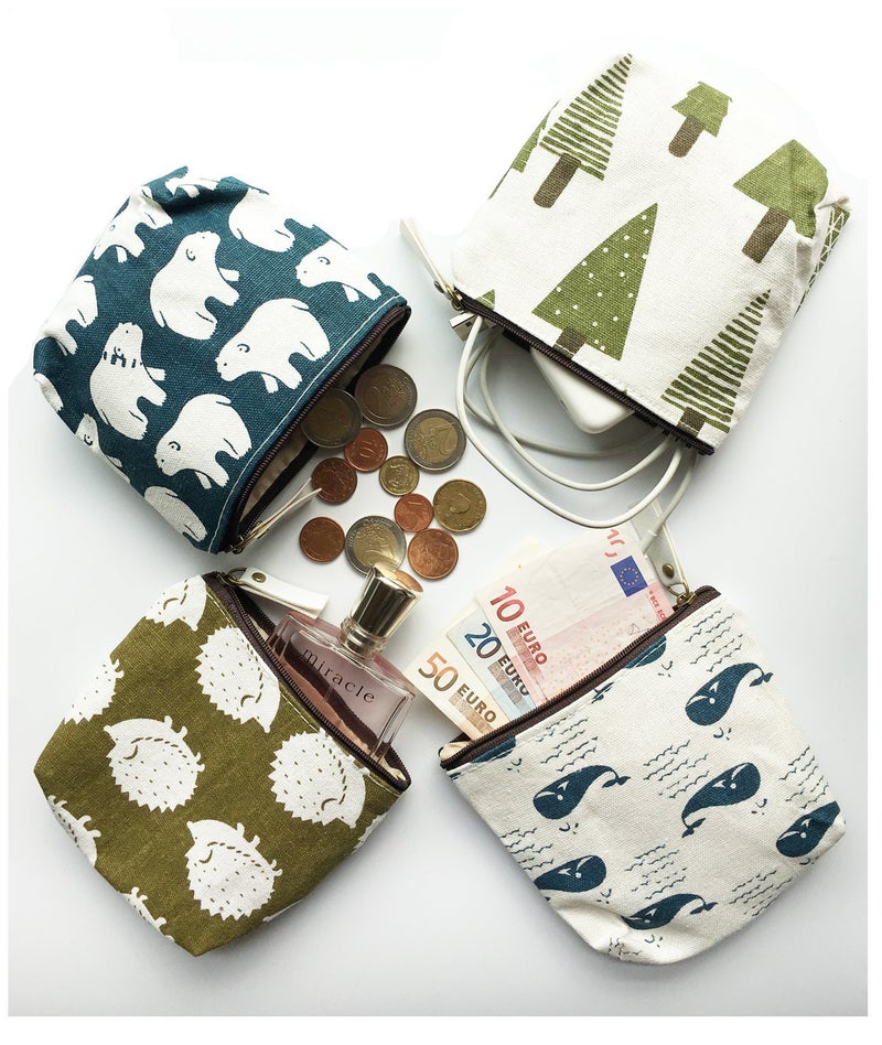 iToolai Women's Canvas Coin Purse Animal Canvas Change Cash Bag Small Purse Wallets, Pack of 4 - Image 2